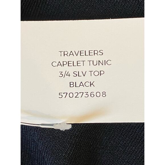 Chico’s NEW Travels Classic Capelet Tunic Top Plus Size 2X 12-14 Black Stretchy - Picture 11 of 14